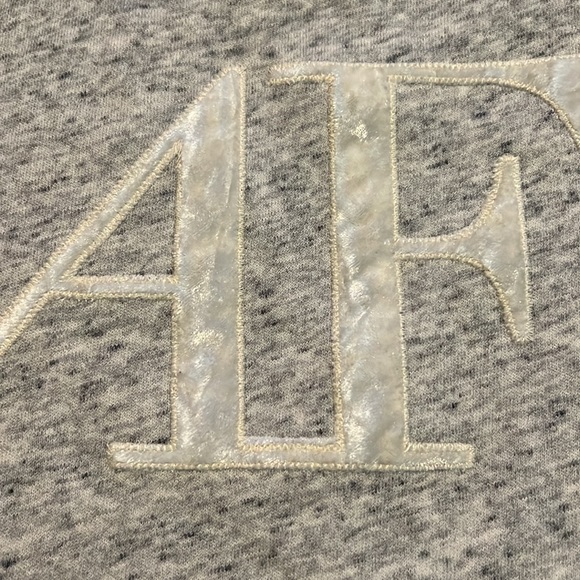 Abercrombie & Fitch gray logo sweatshirt with velour stripe sleeve detail - Picture 3 of 5